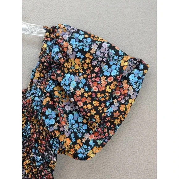 A.N.A Dress Women's Sz XS Floral Cottagecore Puff Sleeves Prairie Smocked Boho‎ - Picture 5 of 12